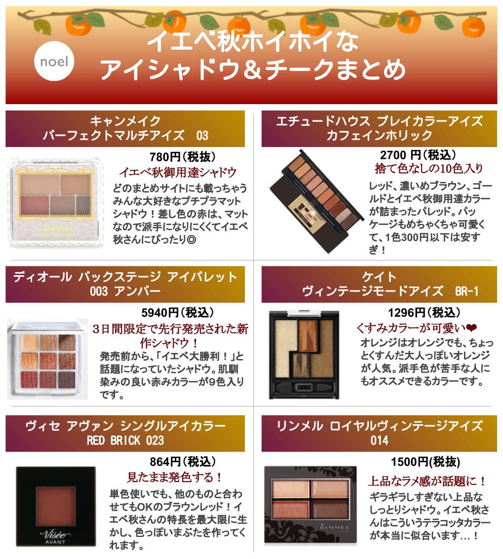 Noel Cosme公式 على تويتر イエベ秋さんホイホイなアイシャドウとチークをまとめました イエベ イエローベース イエベ秋 イエベ大勝利 パーソナルカラー ベストコスメ 神コスメ プチプラコスメ