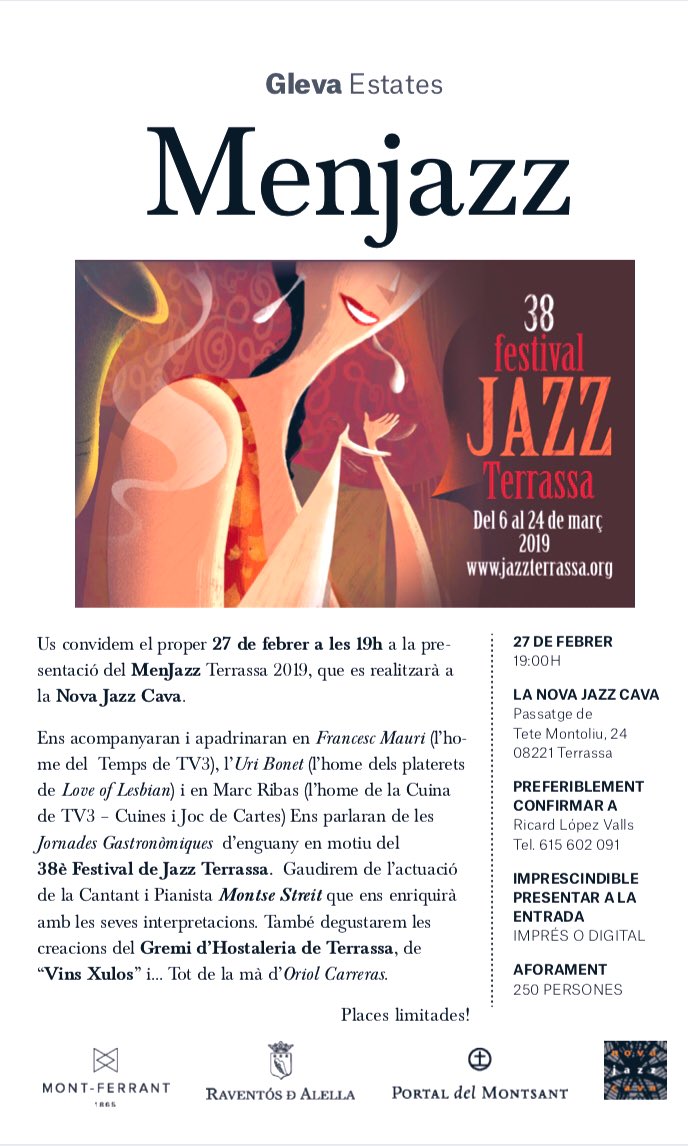 Feliz de volver a ser padrino del #menjazz en #terrassa Mañana nos vemos en la <a href="/NovaJazzCava/">Nova Jazz Cava</a> No falteu! #festivaljazzterrassa