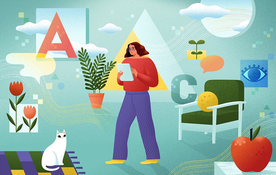CatFinnie's tweet photo. An editorial illustration I made for Bulletin magazine for an article titled "Breaking Down Barriers" - about using technology to make therapy for aphasia more accessible in non-clinical environments.

Thanks to Yvey for AD. 💙 https://t.co/fiTiVQzlc9