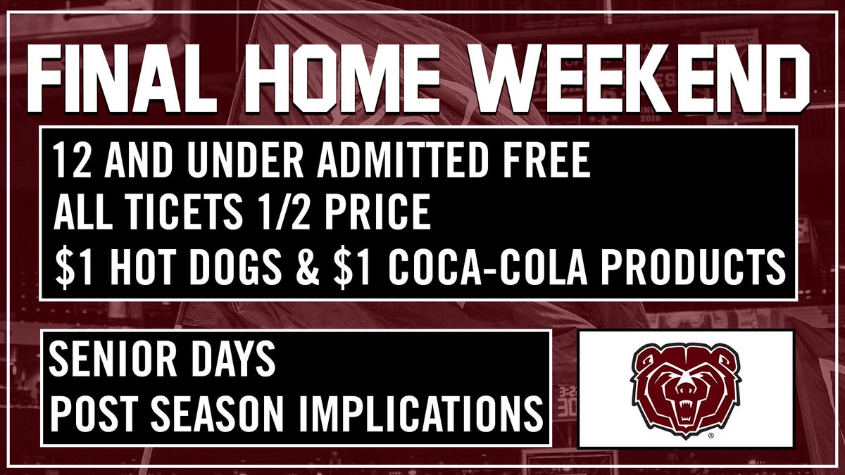 MissouriStBears's tweet image. PACK. THE. Q.

Three games @JQHArena this weekend. 

Don&apos;t miss out. 

#MSUBears