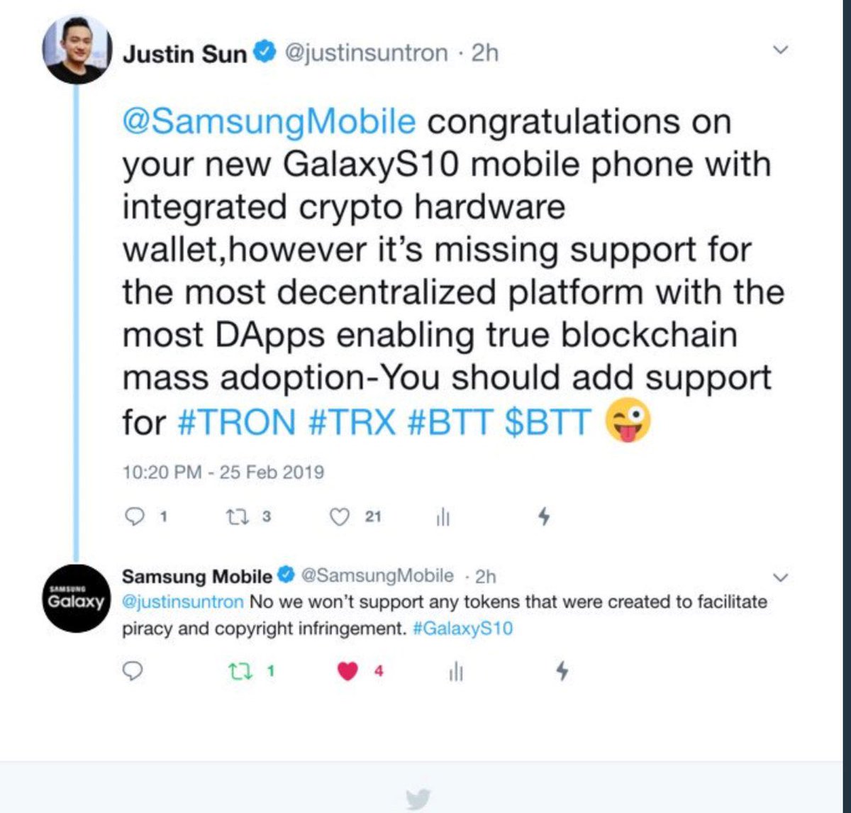 Tim Gash Thekungfunerd I Got Sent This Earlier But It Looks Like Justinsuntron Deleted His Tweet Topbanter From Samsungmobile If The Wallet Supports Xrp I Ll Ditch My Iphone T Co tfmpoth9