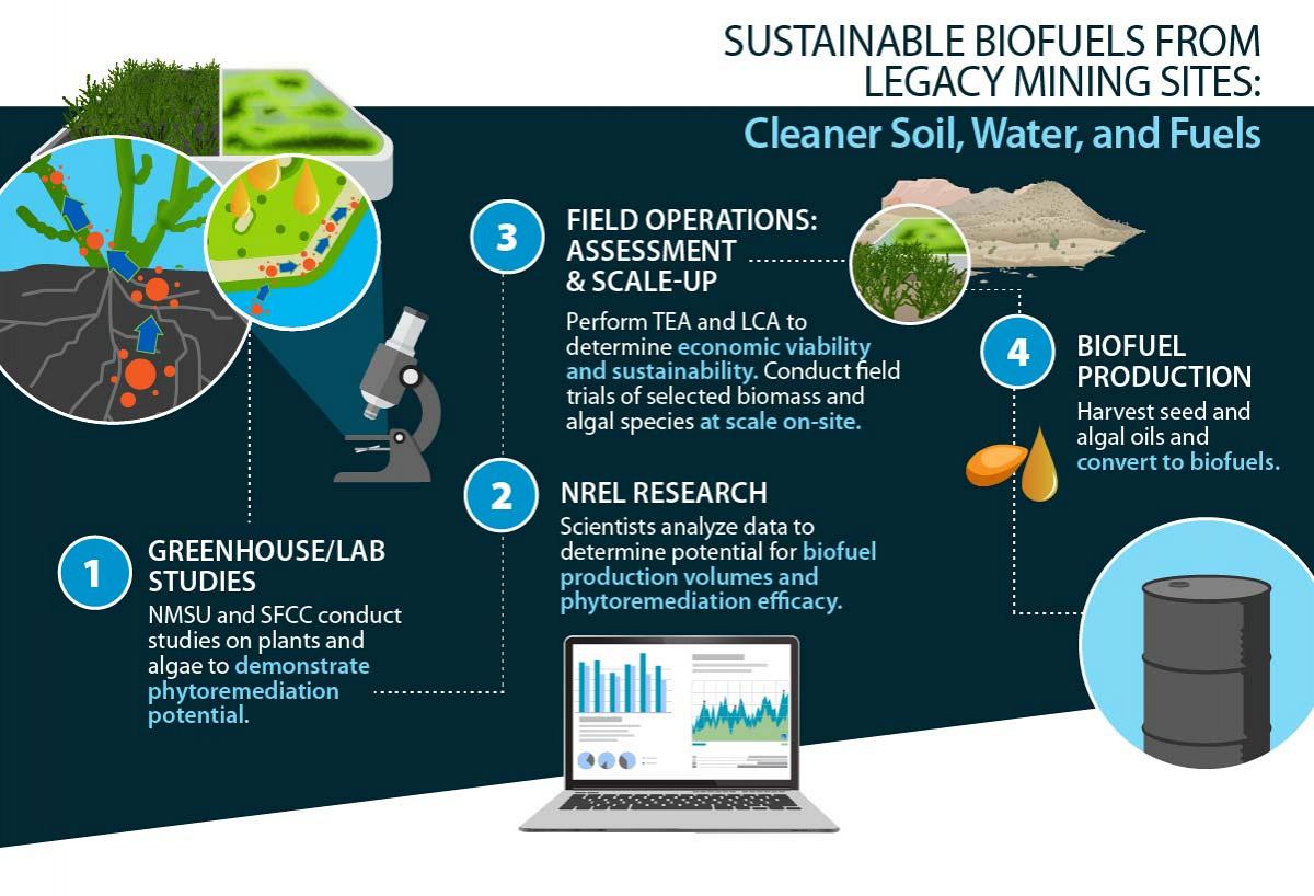 NatLabRockies's tweet photo. Plants and #algae cleaning soil and water at a closed uranium mine then using that #biomass to create #biofuels? Is it science fiction? No, it's NREL #bioenergy scientists devising creative and sustainable solutions for the mining industry. Learn how at https://t.co/SIjGa0QPjb https://t.co/fk7FckAlJE