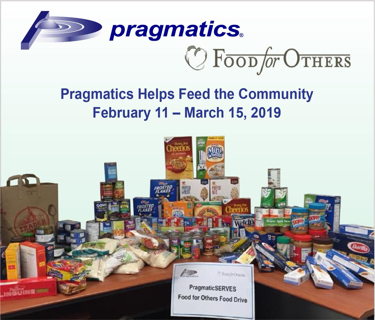 Pragmatics_Inc's tweet photo. Interested in joining PragmaticSERVES @foodforothers food drive to assist others in the Northern Virginia community? Drop off non-perishables to Pragmatics HQ or send gift cards or checks to PragmaticSERVES at HQ. #PragmaticsInc #FoodforOthers #Donate #FoodDrive #Community https://t.co/ssSVt4W2Jk