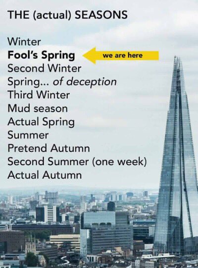 Becsywecsy's tweet image. The most accurate thing I’ve read today. #Weather #FoolsSpring