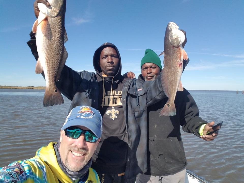 LaCharterBoats's tweet photo. Crushing it with Kevin Martin and @BourgeoisCharte! #LouisianaFishing #OnlyLouisiana #TripOfALifetime #VisitJeffersonParish #FishJefferson #LouisianaTravel @JeffersonLAFun @LouisianaTravel https://t.co/70TqJ88ArY