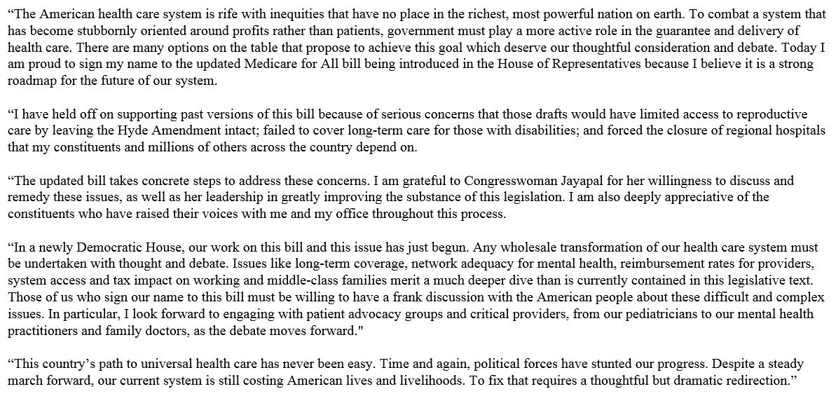 Joe Kennedy III (@joekennedy) on Twitter photo The American health care system is rife with inequities that have no place in the richest, most powerful nation on earth. Today I am proud to add my name to the new #MedicareForAll bill being introduced by <a href="/RepJayapal/">Rep. Pramila Jayapal</a> because I believe it is a strong roadmap for our path forward. The American health care system is rife with inequities that have no place in the richest, most powerful nation on earth. Today I am proud to add my name to the new #MedicareForAll bill being introduced by <a href="/RepJayapal/">Rep. Pramila Jayapal</a> because I believe it is a strong roadmap for our path forward.