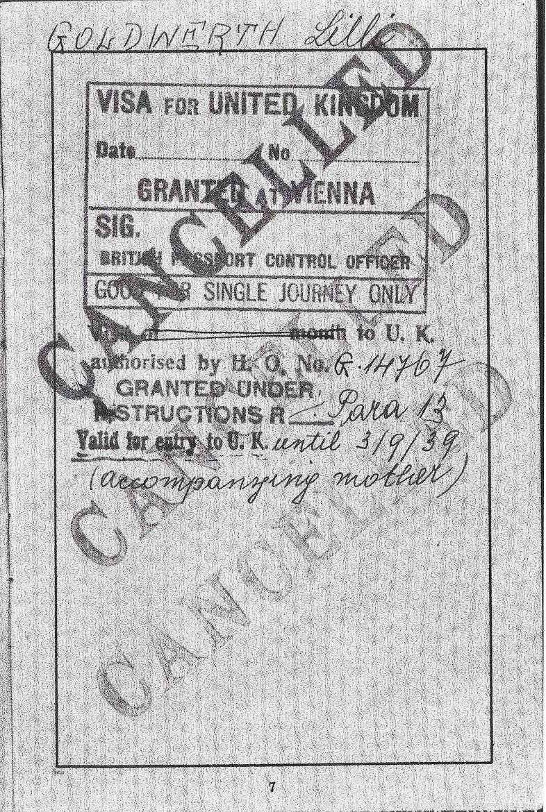 In August her parents made the difficult choice to leave Lilli to look after herself in Vienna until her visa arrived. It seemed at the time that their seperation would not be long.But in September war broke out.