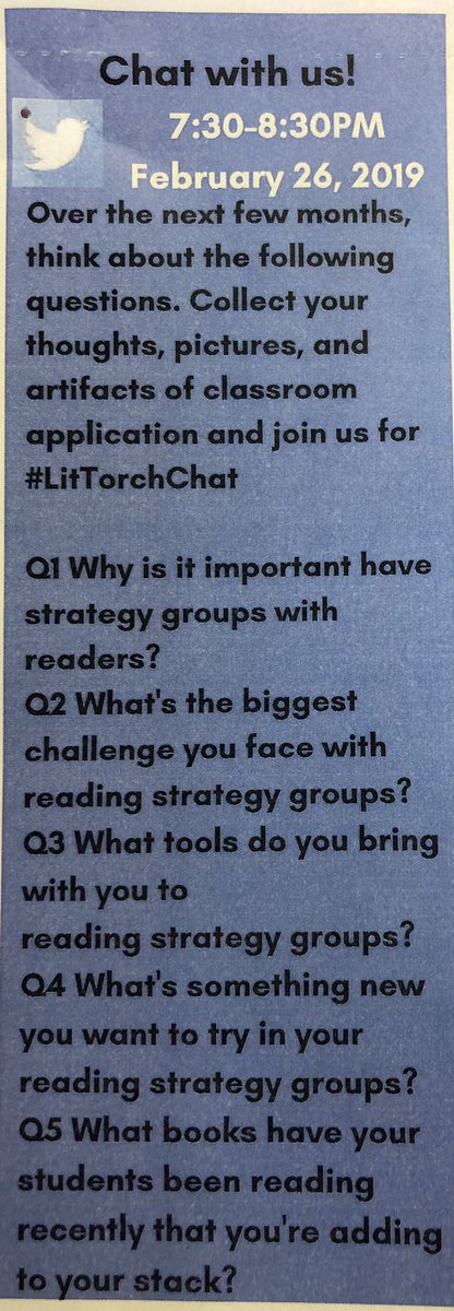 thetallone13's tweet photo. Join us tonight at 7:30 for #LitTorchChat! We’ll be talking strategy groups. https://t.co/ZiSY3ZHrLF