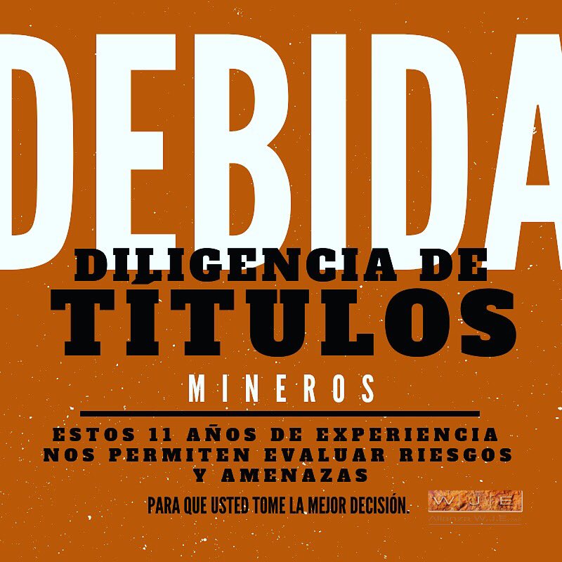 alianzawje's tweet photo. Conoce nuestro servicio en Debida Diligencia de Títulos Mineros, te ayudaremos a tomar la mejor decisión para tu negocio. https://t.co/7rV5AkwDwy