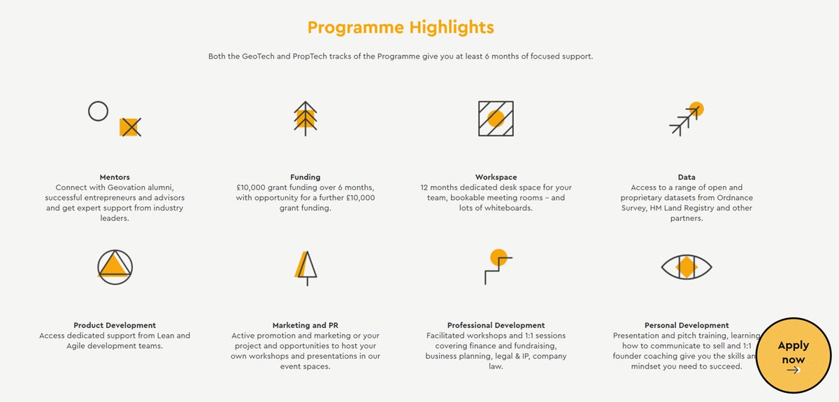 From the 84 #startups <a href="/Geovation/">Geovation</a> has supported since 2015, 200+ jobs have been created and £23.3 million has been raised in investment funding. Apply to join our award-winning start-up accelerator programme now: ow.ly/dQFn50lWnVj  #proptech #geotech