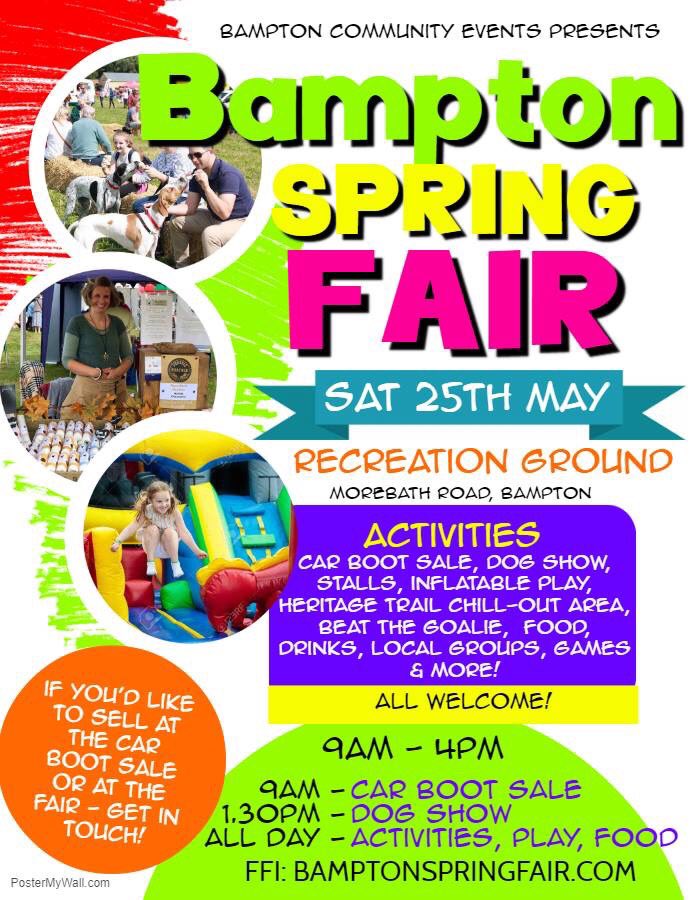 bampton_fair's tweet photo. Brilliant to confirm details of Bampton Spring Fair 2019 - Sat 25th May 2019, 9am - 4pm - ALL WELCOME! #DogShow #CarBootSale #Stalls #Games #LocalGroups #Community #Fun FFI: https://t.co/FNHeWEAbSN https://t.co/TUQ7VSVgHU