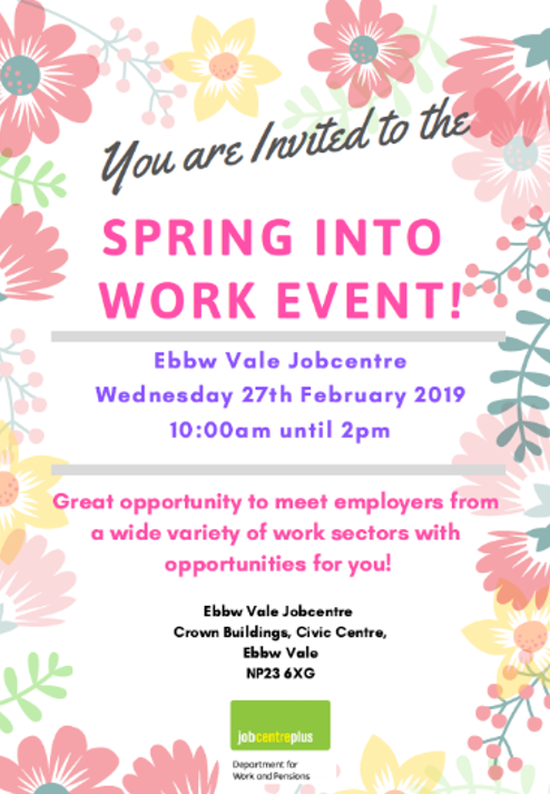 We'll be at the <a href="/JCPinSEWales/">JCP in SE Wales</a> in Ebbw Vale tomorrow between 10-2pm. Come and find out about our latest opportunities!