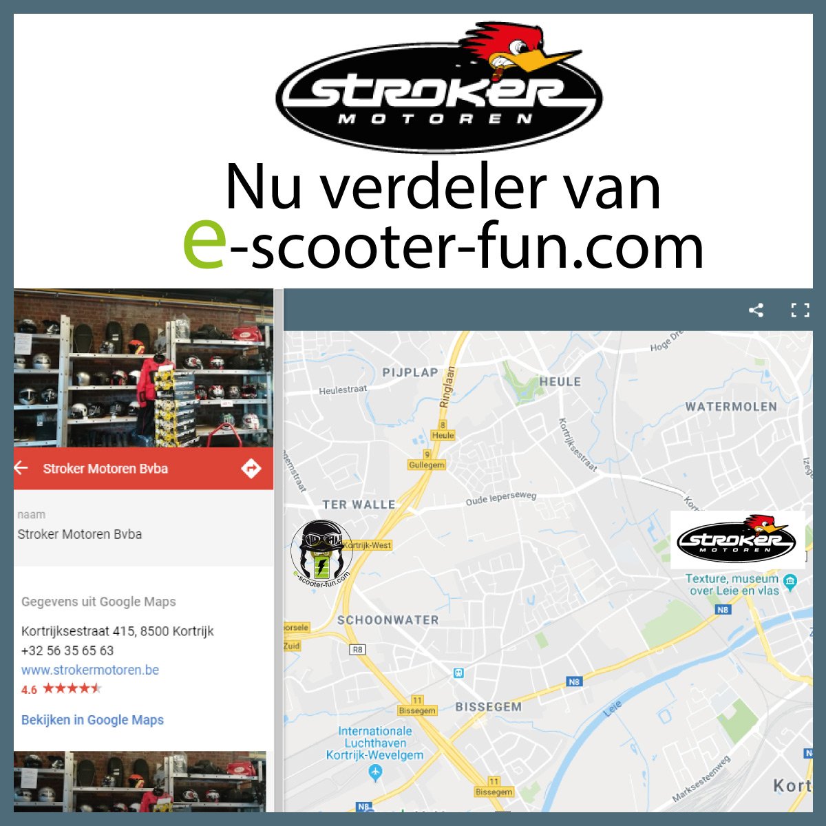 Nieuwe #dealer voor onze #escooter <a href="/kortrijk/">Kortrijk</a> #KortrijkFietst #KortrijkKlimaatstad.
#Strokermotoren springt mee op de kar! Thx!!🤘
