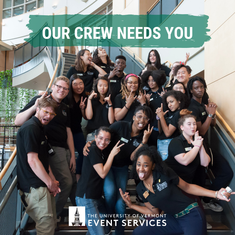 UVMevents's tweet photo. Head's up students: this is the last week to apply to work with the #uvmevents and @uvmdaviscenter team. Apps are due Friday!

https://t.co/c64cajbsMB https://t.co/m4QdutH35I