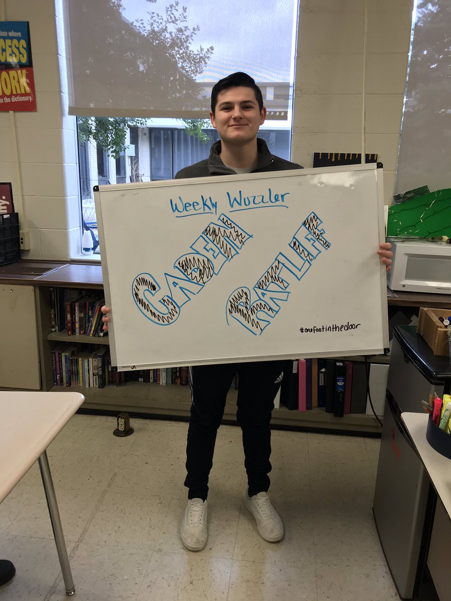 d_galadyk's tweet photo. Bringing back weekly wuzzles with last week’s first #weeklywuzzler of 2019! Congrats, Caden! #onefootinthedoor #fifthperiodisinthelead #hedoesntevengohere https://t.co/l98jpcSMEP