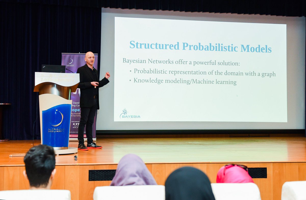 BayesianNetwork's tweet image. Today, the Bayesia team is in Dubai, and Dr. Lionel Jouffe is speaking at the I-Scope Conference 2019 at Zayed University. #bayesiannetworks #bayesialab