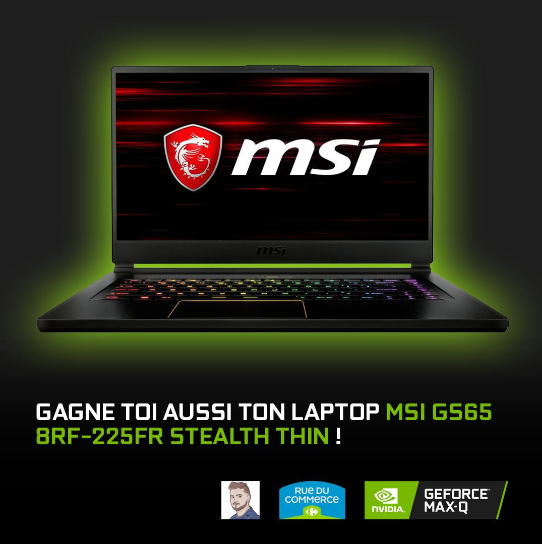 NVIDIAGeForceFR's tweet photo. [💚#CONCOURS💚] RT + FOLLOW @NVIDIAGeForceFR + @Tonioo25 pour tenter de gagner le dernier laptop MSI GS65 8RF-225FR doté de la technologie Max-Q de notre campagne #MeetAndGeek ! 😎

🛒 -100€ avec le code « TONIOO32 » 
💻 https://t.co/zbCTU1U6Te
🏁 TAS : 12/03/19
✅ France https://t.co/iyKzhHWm7y