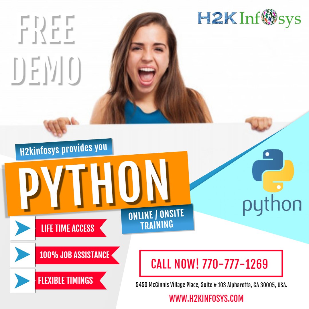 h2kinfosys's tweet image. One course to turn your career with best opportunities.
Register Now! to get Free Demo!!
h2kinfosys.com/courses/python…
770-777-1269
Training@h2kinfosys.com
#pythonTutorial #learnpythononline #pythontraining #pythononlinecourse #pythontutorialforbeginners #pythonTrainingandPlacements