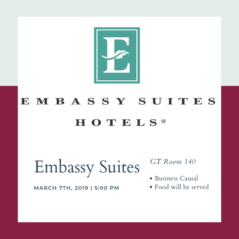 NMSUNSMH's tweet photo. Embassy Suites will be talking to us on March 7th at 5pm! There will be snacks provided, but make sure you wear Business Casual clothing! 
#nsmhprstar18 #nsmhworld #nmsutakesnsmh https://t.co/4EGcIQqcyP