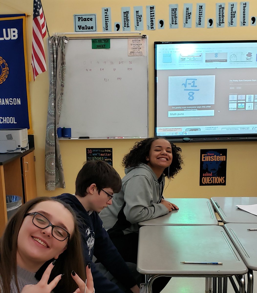 msmooneymath's tweet photo. Today A block learned about imaginary numbers and now all the math jokes make sense!! #i_over_ate #haaaaaa #WHPantherPride https://t.co/pJKOmo5VEI