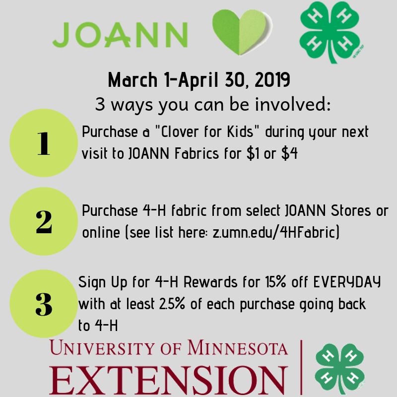 MN4HGIVE's tweet photo. This is no April fool! There is one month left of our @4H and @JoAnn_Stores partnership. Here’s how to get involved: #JOANNhearts4H https://t.co/EyYHSRnxHs