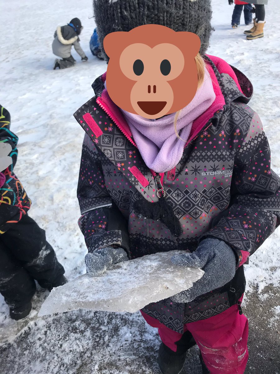 SESKinders's tweet photo. On our walk this morning we found ice chunks!!! They can be tools, collections, jewels, lasers... so many ideas. #outdoorlearning #TMOWinterChallenge #YRDSBEarlyYears #YRDSBGetOut https://t.co/hprIqD5HdB