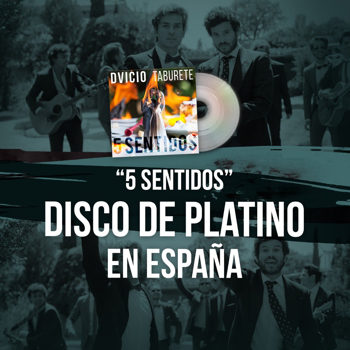 SonyMusicSpain's tweet photo. ¡Enhorabuena, @dvicioficial, por el disco de platino 💿 en España con #5Sentidos! 
👏👏👏👏👏 https://t.co/bhb0zsKuN3