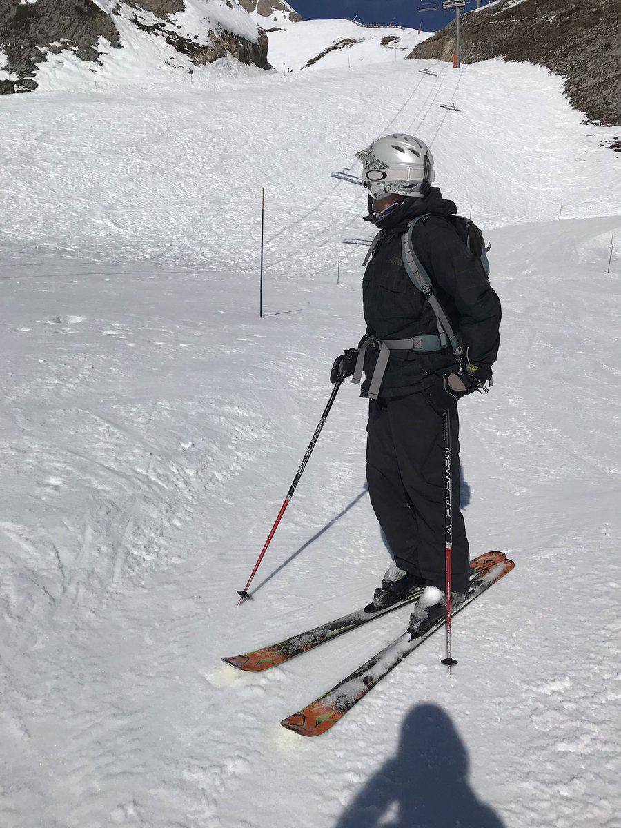 Anthea_Bitcon's tweet photo. Morning shenanigans as Steve and John swap skis and snowboard #SkiTuesday, so much fun on the mountains of #Tignes #France with the boy @WYFRSIanBitcon https://t.co/L9IW4h1eS1