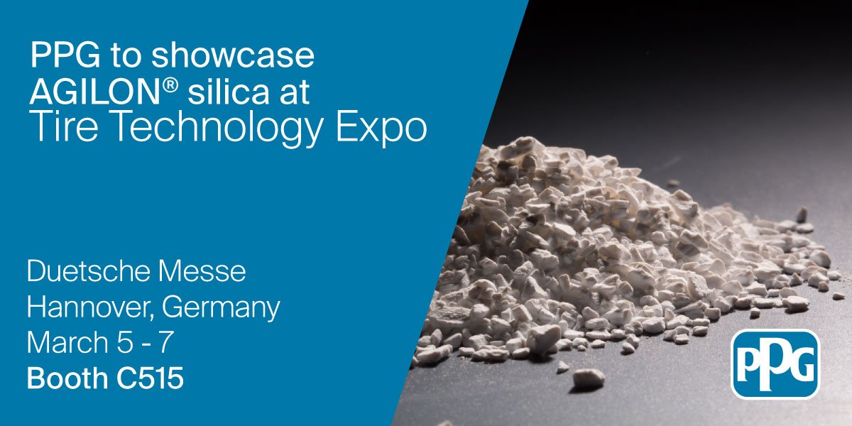 PPG's tweet photo. Will you be at the @TiretechEXPO next week in Germany? Visit us at booth C515 to learn how PPG is driving innovation in the tire industry. #tiremanufacturing #tireExpo https://t.co/rvuZEkwhJf