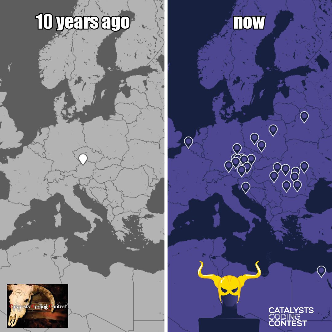 Coding_Contest's tweet image. #10YearChallenge: The #CatalystsCodingContest has grown quite a lot. Your coding skills too?
Be part of the challenge: codingcontest.org
#thebestcoderintown #thebestcoderintheworld