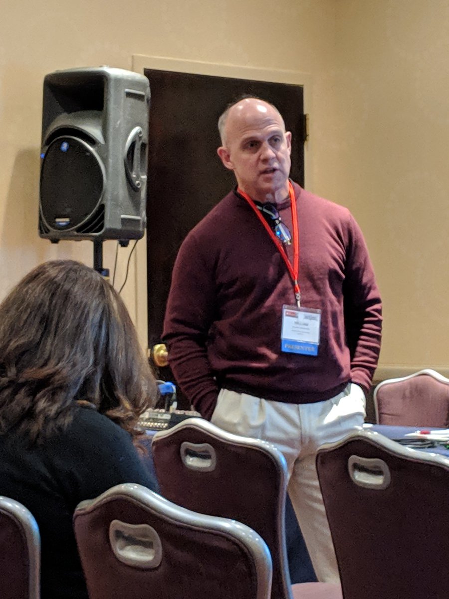 DrJBretz's tweet photo. Professor Bill Brownlowe talking about the impact of research and development on undergraduate education. #INNNYC #STEM #STEM4all #mc3STEM @mccc @followtheleague @EngineerAtMCCC https://t.co/EZiYcp0mxF