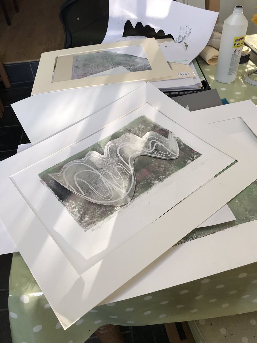 Busyli33ie's tweet photo. Busy afternoon mounting and framing @GoCreateTaunton @TauntonLibrary #exhibition #landscapes #mountains #skitracks #bluesky #pistemaps https://t.co/PkghsmyeqX