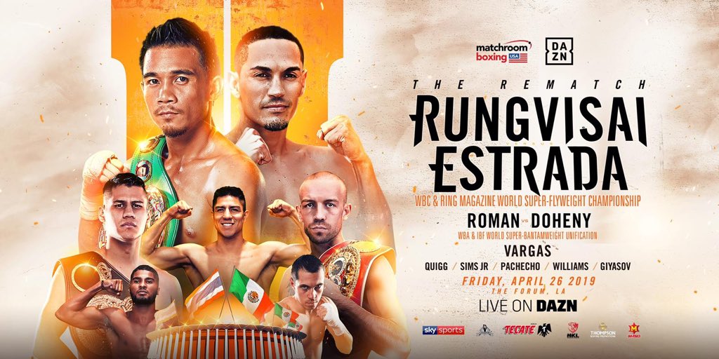 EddieHearn's tweet photo. L.A - WE ARE COMING! Huge card at @theforum Friday April 26 live on @dazn_usa @skysportsboxing #rungvisaiestrada2 #romandoheny #vargas #quigg #simsjnr #giyasov #williams #pacheco https://t.co/tasHwAzrrl
