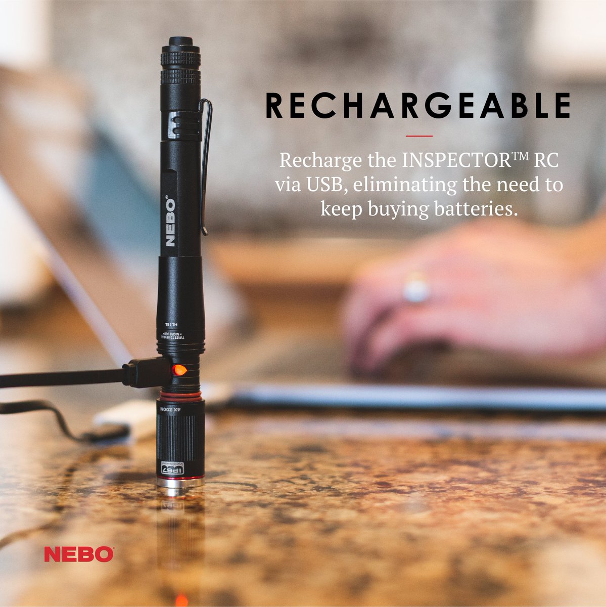 nebotools's tweet photo. Did you know the new INSPECTOR RC is rechargeable? Just twist and pull down to reveal the micro USB port. #TipTuesday #INSPECTORRC #NEBO #Flashlight https://t.co/qWD3SUEBHc