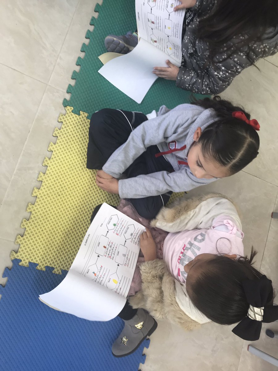 ElenaSKeen's tweet photo. Our 1st graders sharing their experiments booklet with our preschoolers #pyp #orgullocap https://t.co/Aim2MgCkxb