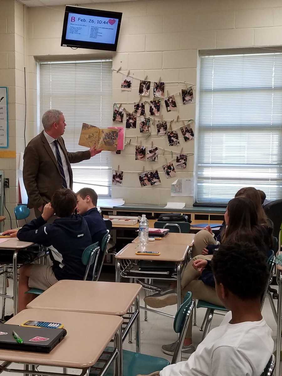 Math2Middle's tweet photo. Special Guest Reader in our math class today at Weddington Middle School! @WMSINFO https://t.co/TE5onLrTMR