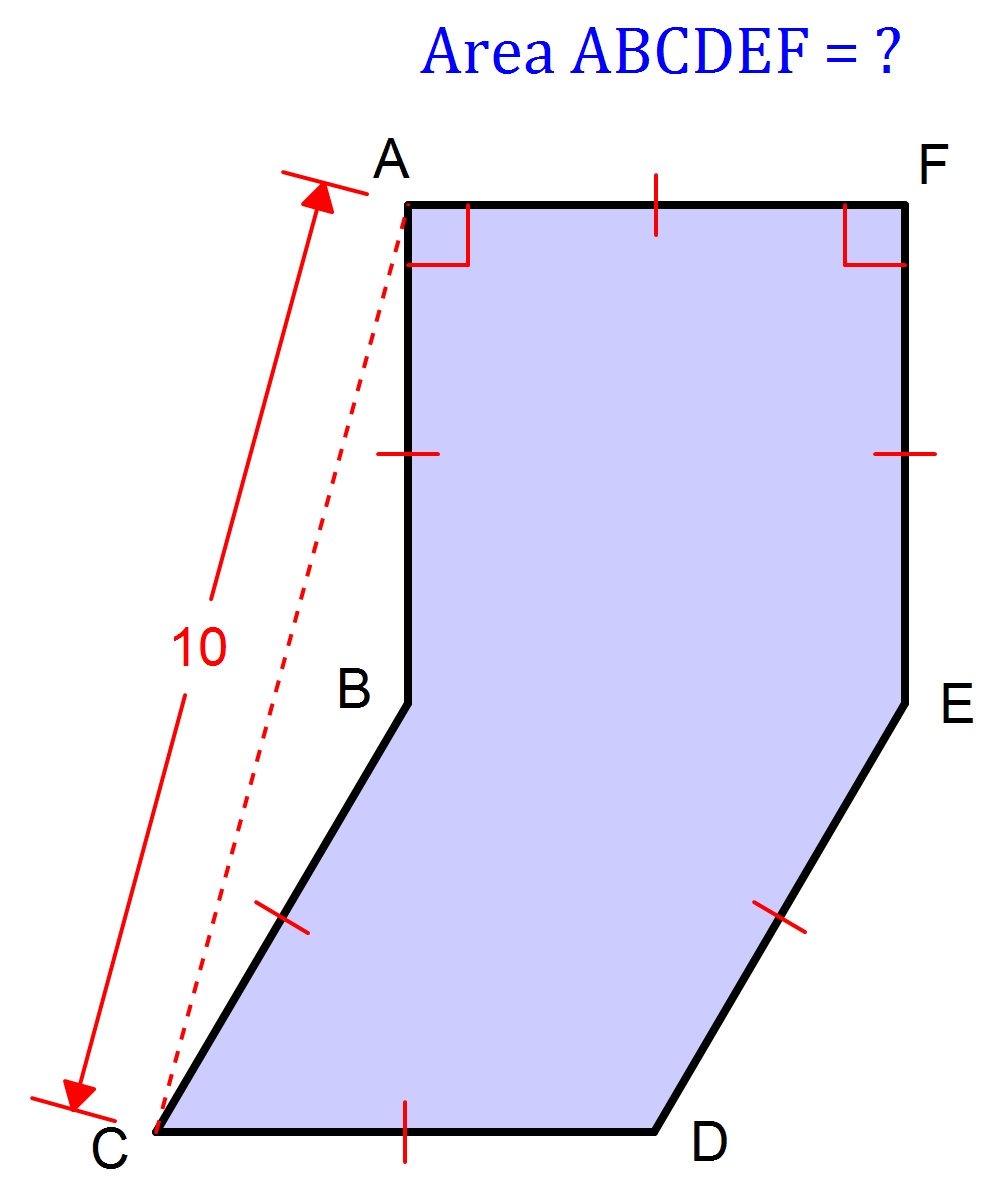 ポテト一郎 自作問題36 難面積問題6 Geometrypuzzle Originalproblem Math 数学 六角形abcdefの面積は