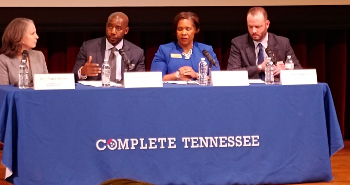 SheraineGilliam's tweet photo. Engaging discussion on the State of Higher Education in TN. President Jackson of @NashvilleState says we need to take students where they are and provide a system of support to ensure their success. Agreed! Amazing panel today @JaredBigham @dscarboro @ginipupo #SOHE2019 https://t.co/n0GTMNb3rR