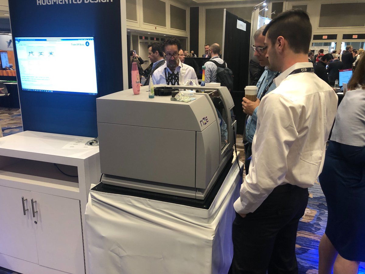 RIZE3D's tweet photo. #COE2019 day 2 is under way! Loads of interest in how #RIZE &amp; @Dassault3DS provide a sustainable &amp; inclusive design-to-additive manufacturing experience for engineers #additivemanufacturing #generativedesign #3dprinting #3dprinter #printstronger #safe3dprinter #carbonfiber https://t.co/byZoJXAl6R