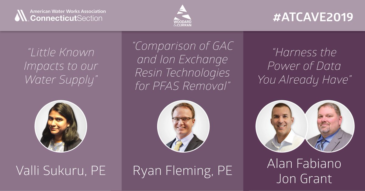 woodardcurran's tweet photo. Attending #ATCAVE2019 today? Don't miss our lineup of presentations this afternoon starting at 1:30pm! @awwa #CTAWWA #ATCAVE #water #wastewater https://t.co/vh8ykt7LHg