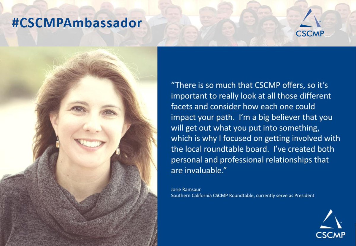 cscmp's tweet image. Hear what #CSCMPAmbassador Jorie Ramsaur has to say about what #CSCMPmembership has to offer and the invaluable relationships she&apos;s cultivated from becoming involved with #CSCMP

Join CSCMP today and start your own journey bit.ly/2vrDCWT