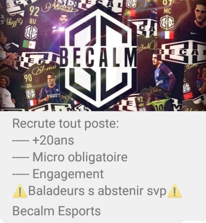 fcbecalmstaff's tweet image. Session ce soir à 21h pour ceux qui cherche un club structuré avec une ambiance familiale go postulé chez nous 😉