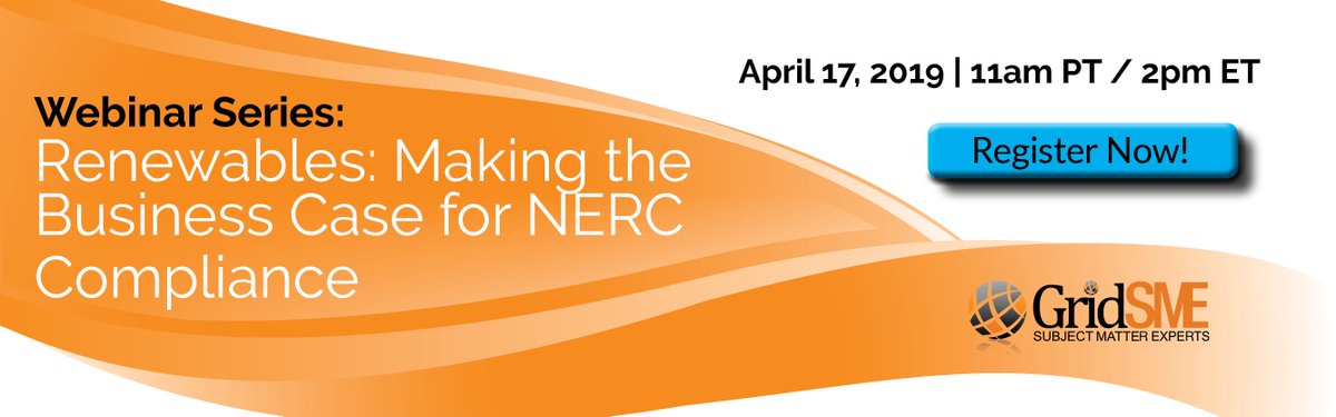 On April 17th, 2019, GridSME is hosting a webinar on the business case for investing in a strong NERC compliance program for renewable generation. Click the link to register today!
zoom.us/webinar/regist…