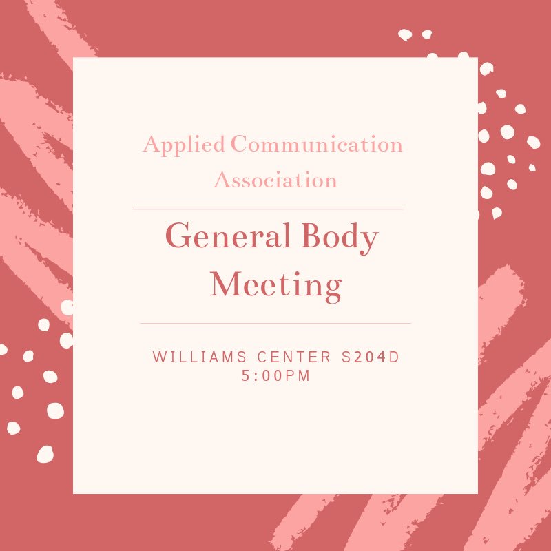 Join us tonight for our second general body meeting! We will be discussing some important dates this semester that you won’t want to miss!