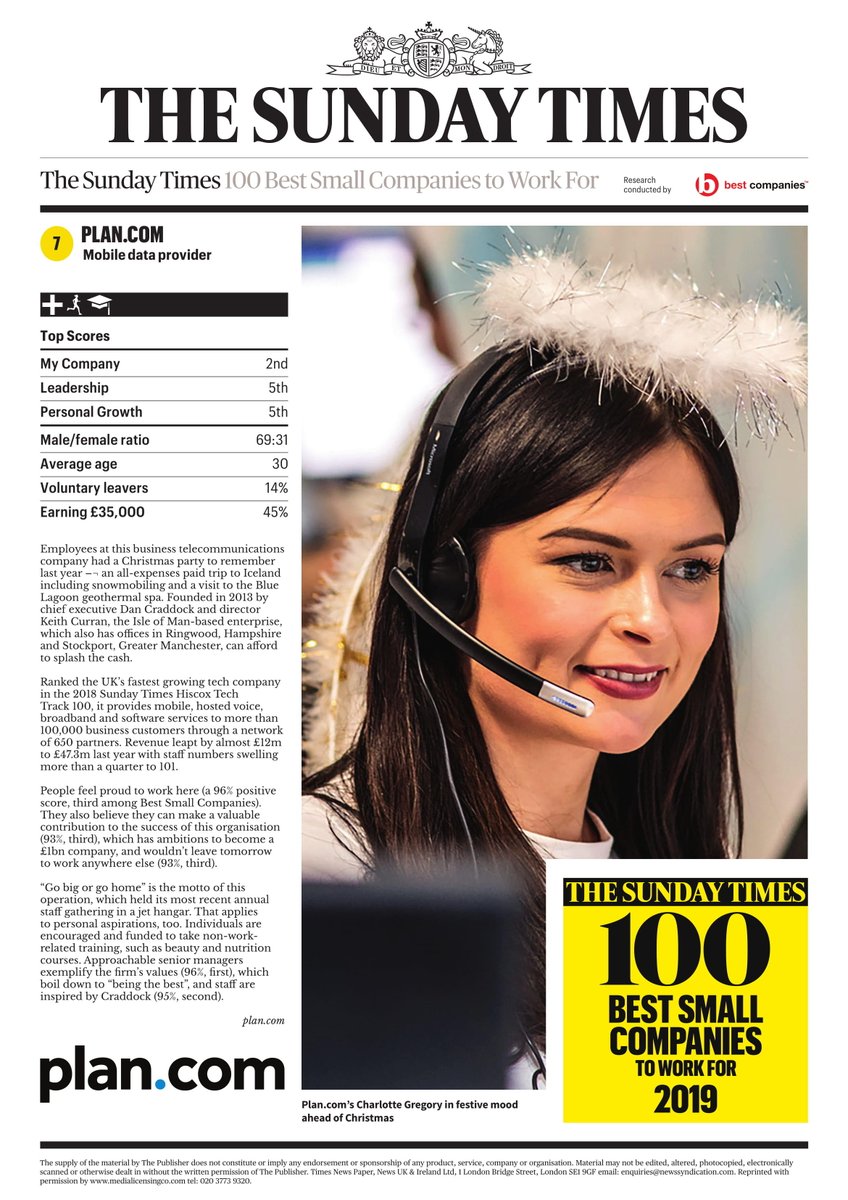 We aren’t alone in thinking that plan.com is one of the best places to work in the UK. The judges of The Sunday Times Top 100 Best Small Companies to Work For think so too which meant we placed 7th in the listing!

<a href="/bestcompanies/">Best Companies</a> #bestCompanies2019