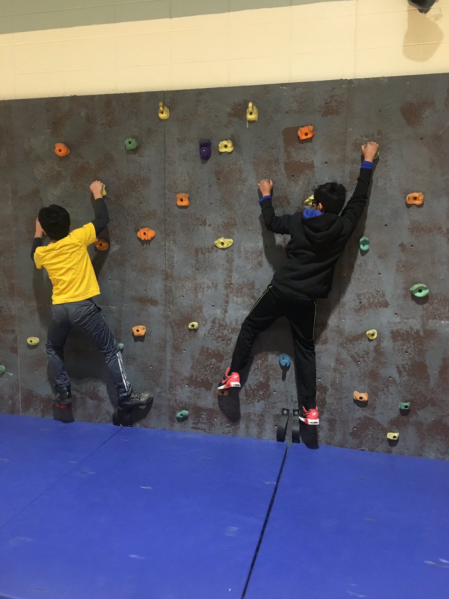 Using the rock wall in PE today to build some upper body strength!!! <a href="/staceyta/">Stacey Ta</a> <a href="/johnhardingsb/">John Harding</a>