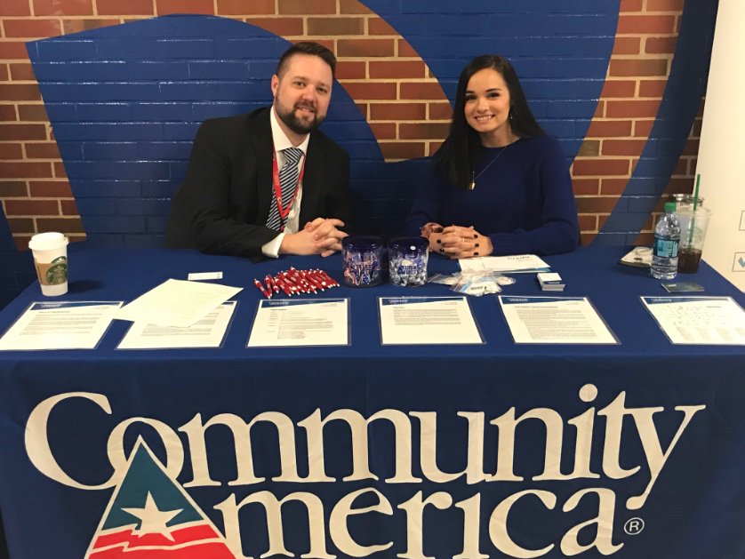 Come visit Arielle and Trevor with <a href="/CommunityAmerCU/">CommunityAmerica</a> on the first floor of Massman Hall! Learn about exciting career opportunities that might be available to you!