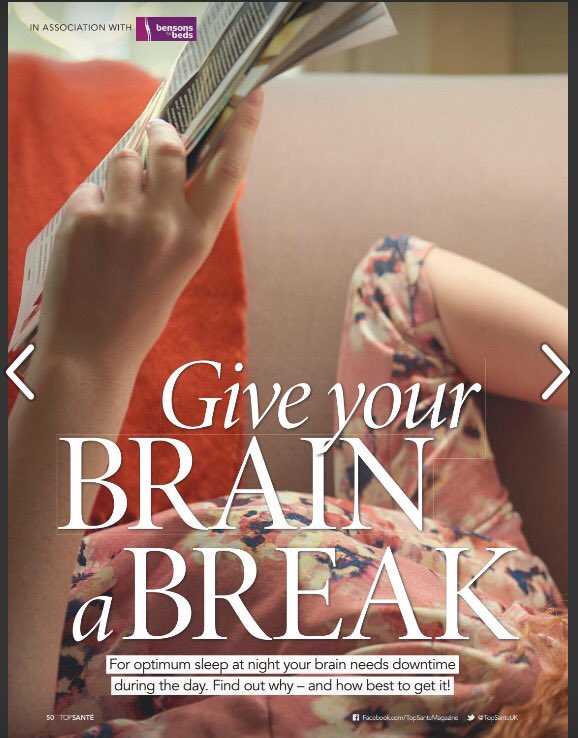 Read my feature on brain downtime in this month's <a href="/topsanteuk/">Top Santé magazine</a>! With expert input from <a href="/DrNerina/">Dr Nerina</a> and an introduction to super cosy socks from <a href="/flockbynature/">Flock by nature</a>