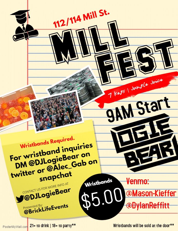 DJLogieBear's tweet image. 🚨 FEST ANNOUNCEMENT 🚨

Come hit the books hard with us THIS SATURDAY at #MillFest📚 

DM me to get your wristbands🤘

More announcements coming soon😎