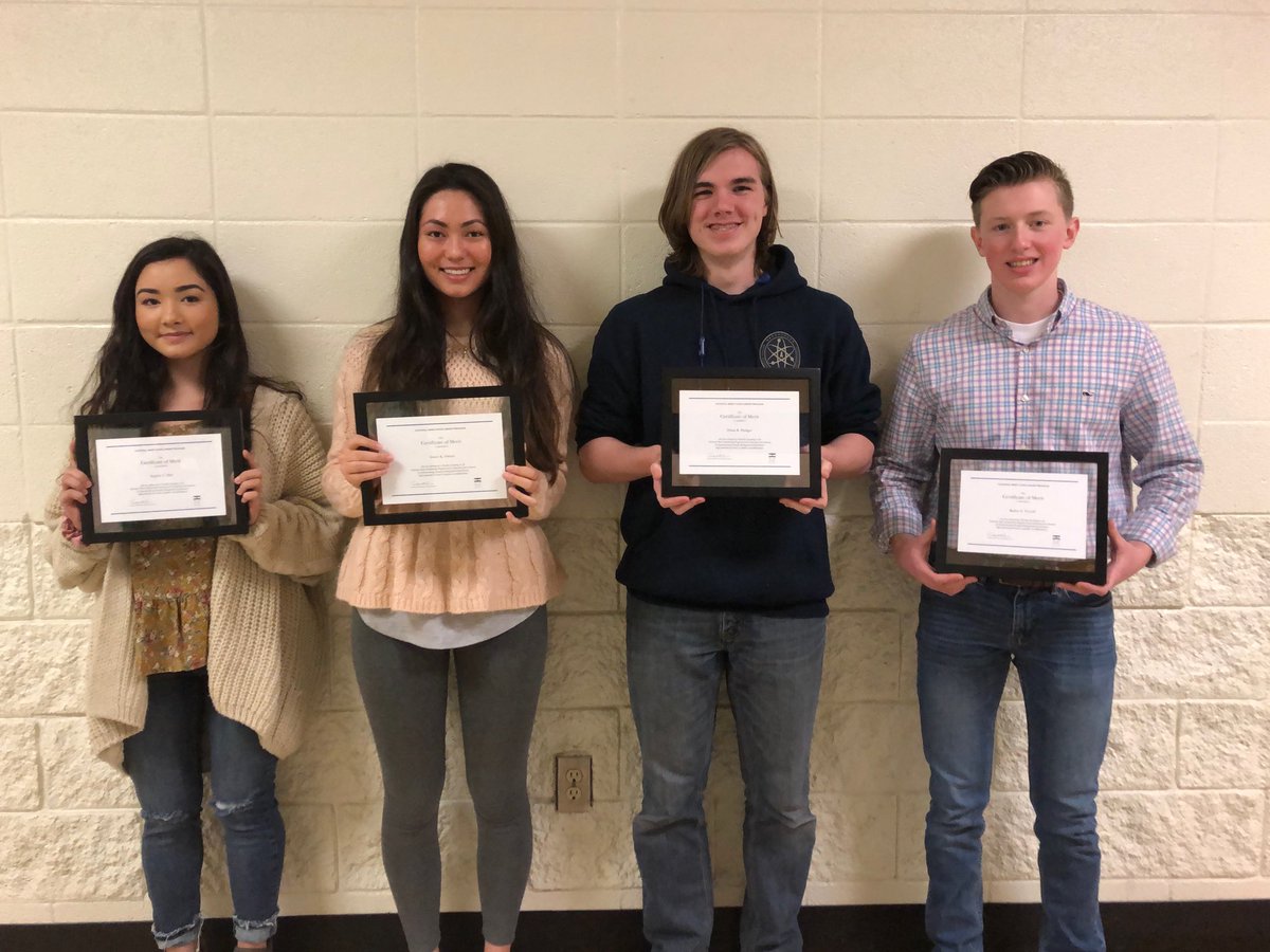 _duanecase's tweet image. Congratulations to our National Merit Finalists. Sophie Hirt, Grace Owens, Dylan Pledger, and Bailey Terrell. #teamdcs